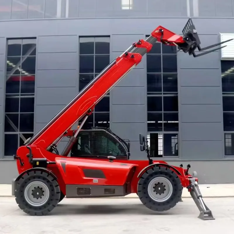 4500kg 17m Rotating Telescopic Handler Forklift 4x4 Rough Terrain Telehandler Loader with Hydraulic Support Legs Machine
