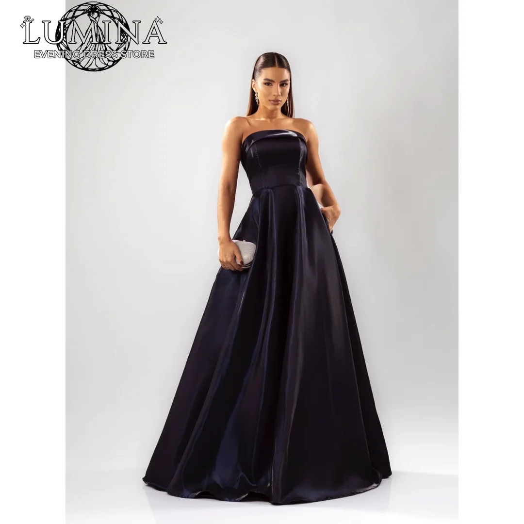 

Lumina Line A Women's Evening Dresses Woman Elegant Party Dresses 2026 Tube Top Chic Wedding Evening Dress Custom Made Satin