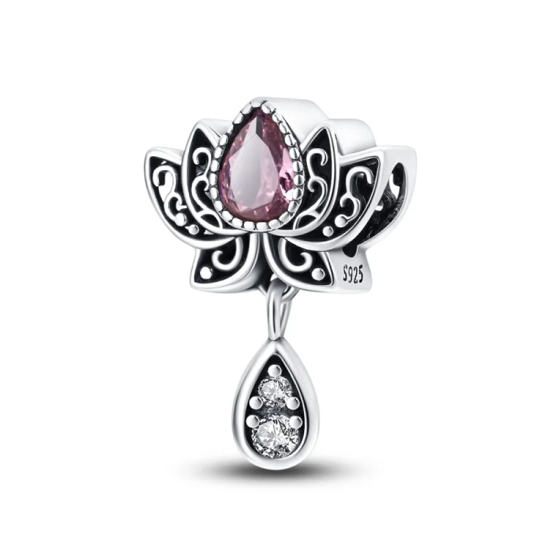 925 Sterling Silver Romantic Guardian Lotus Pendant For 3mm Bracelet DIY Women Birthday Jewelry Gift