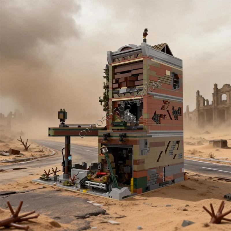 2968 Pezzi Casa Strada 10264 Garage Angolare Versione Apocalisse MOC Personalizzabile Modulare Mattoncini da Costruzione Fai da Te Giocattolo Regalo Festivo