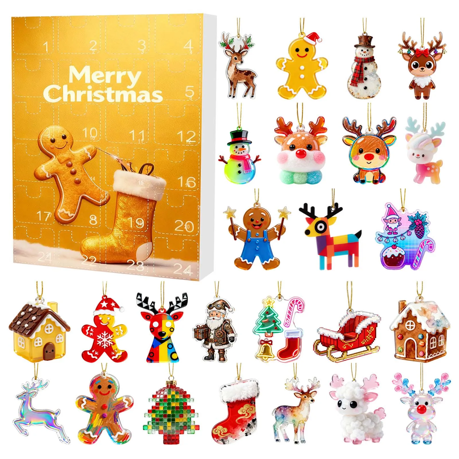 مؤقت بصري عرض كبير تقويم قدوم عيد الميلاد مع 24 قطعة زينة عيد الميلاد عيد الميلاد مؤقت تنازلي رقمي قابل للبرمجة #3