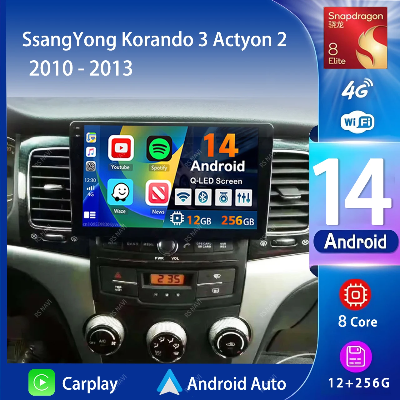 

Android 14 Carplay Car Radio Multimedia For SsangYong Korando 3 Actyon 2 2010 - 2013 Head Unit BT GPS video DVD Autoradio Stereo