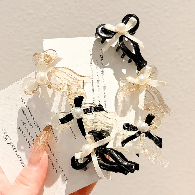 

Лента с жемчугом и бантом, новинка 2025 года, акриловые заколки для волос для головного убора