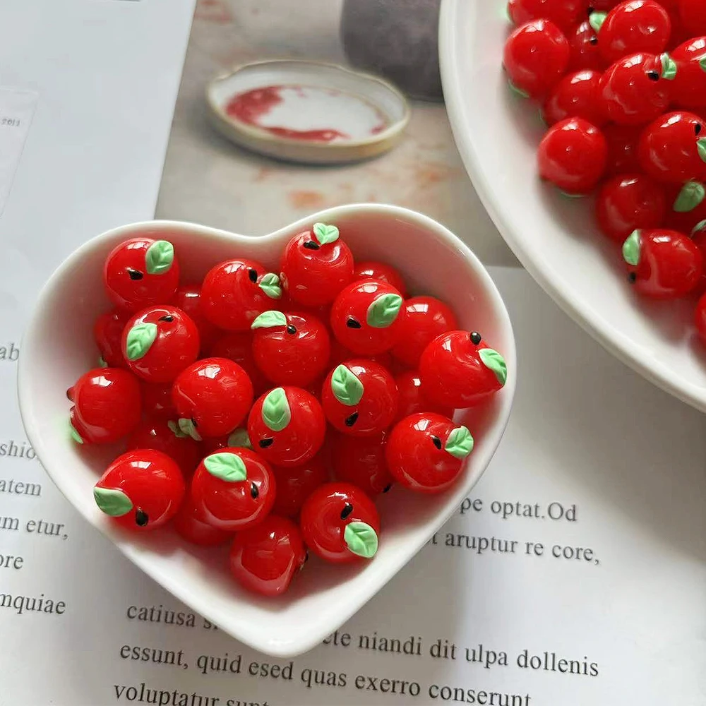 5/10Pcs Cute Mini 3D Resin Red Apple Miniatures, Garden Home Ornament Accessories, Micro Landscape DIY Craft Decoration