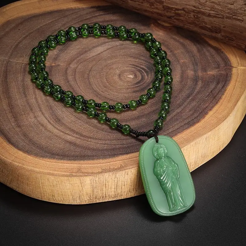Exquisite Imitation Jade  Necklace Religious  Ornament Church Souvenir Accessories For Daily Wear & Gift