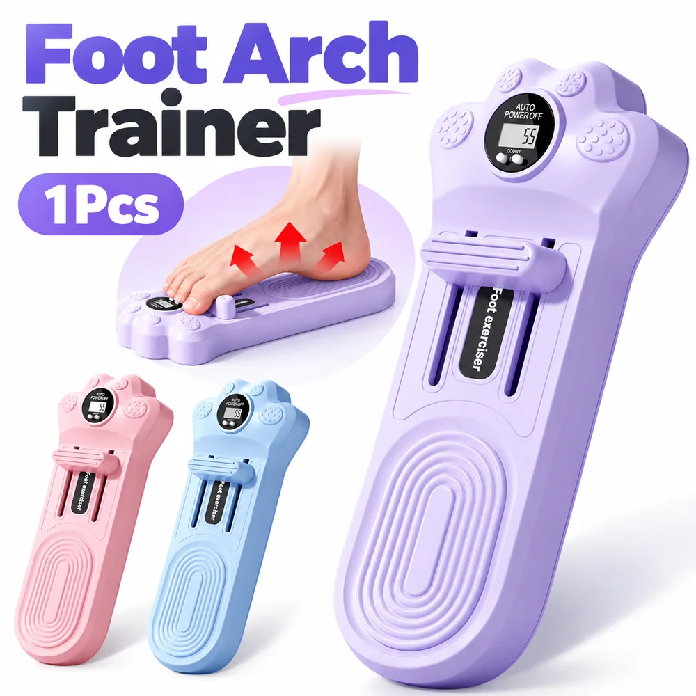 1Pcs PP Foot Arch Trainer Button Battery Stainless Steel Spring Toe Grip Strengthener Pink Blue Purple Anti Slip