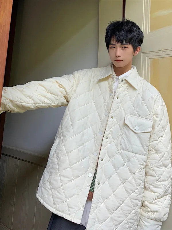 

Легкая хлопковая мужская повседневная длинная куртка с ромбовидным узором и тонким рукавом, осенне-зимняя свободная верхняя одежда