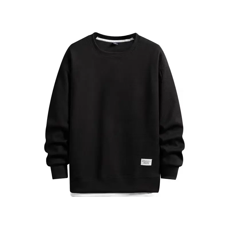 2024 primavera e autunno nuova moda uomo tinta unita Waffle felpa girocollo manica lunga Casual sport felpa con cappuccio Street Wear