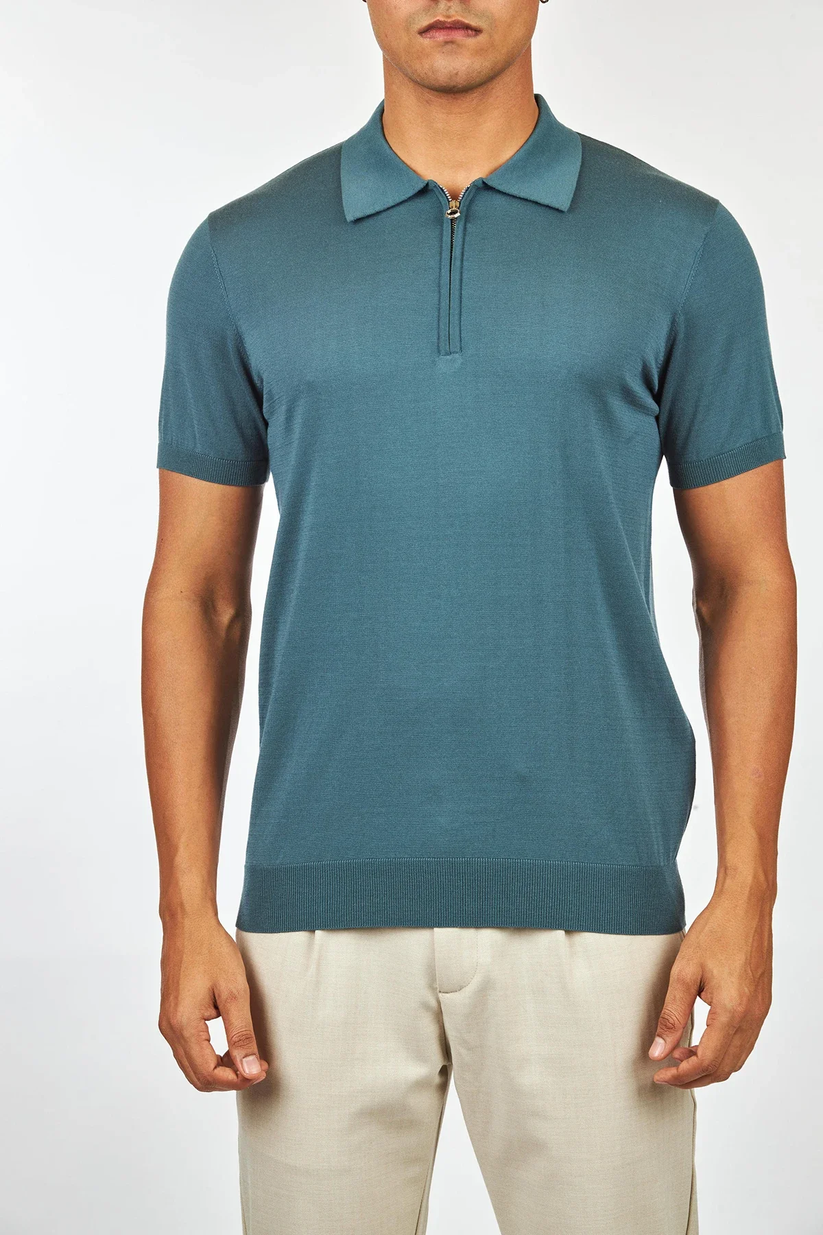 

OECHSLI polo shirt silk men 2025 New zipper embroidery elastic short sleeve thin comfort quality big size M-4XL