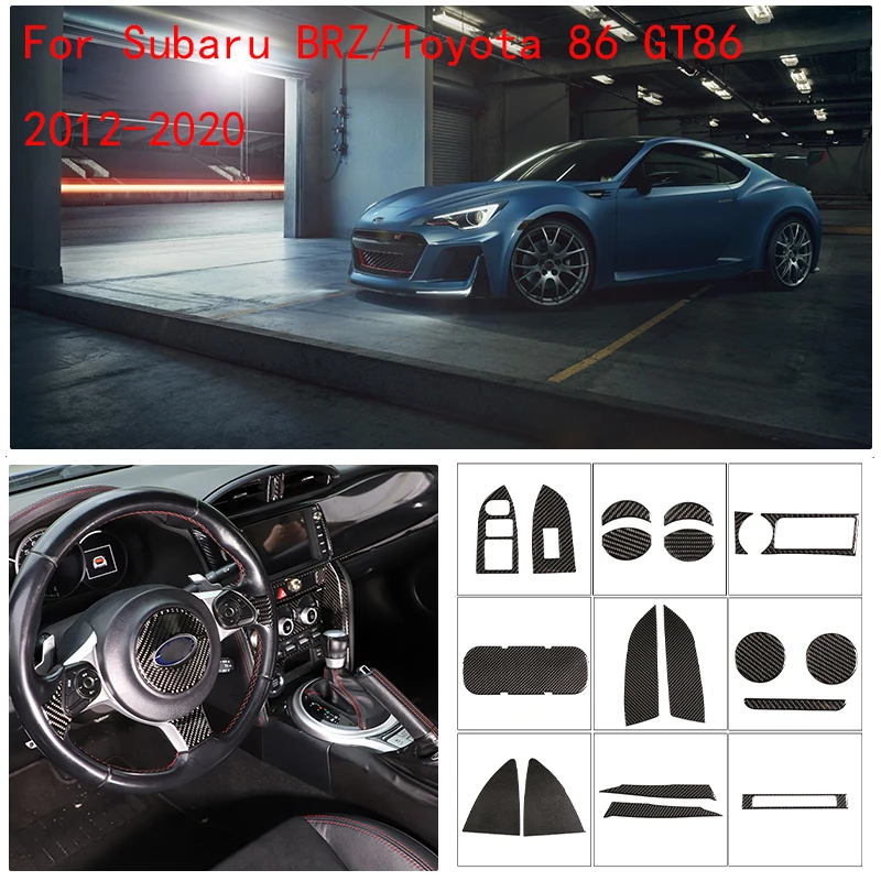 For Subaru BRZ/Toyota 86 GT86 2012-2020 Soft Carbon Fiber Center Console with Baffle Decoration Stickers Interior Accessories