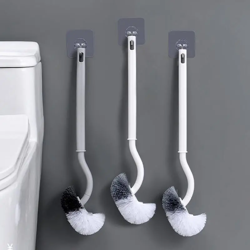 Wall-mounted S-type Toilet Curve Brush, Bent Head, Corner Gap Brush, Household Items, Cleaning Tools, Bathroom Accessories