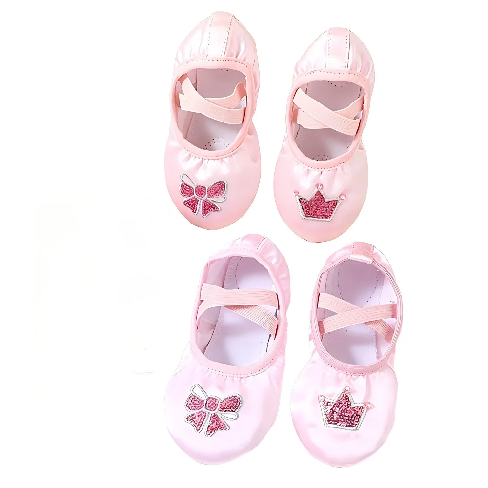 

Girls Ballet Shoes PU Split-Sole Crossed Gymnastics shoes Cute Pattern Perfect for stage performances