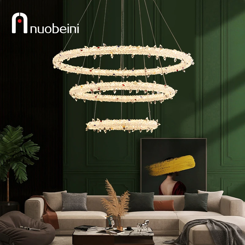 

Crystal Chandelier Garland LED Interior Lamp Living Room Luxury Rings Chandeliers Lighting Dining Room Lights Colors Changing