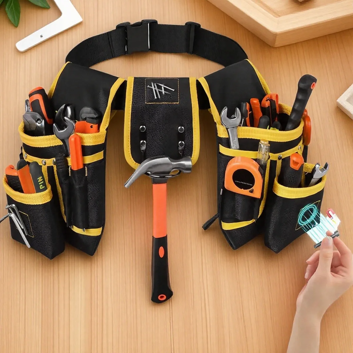 

Adjustable Tool Belt 26 Pockets Magnetic Tool Holder Durable Belt for Men Craftsmen Carpenters