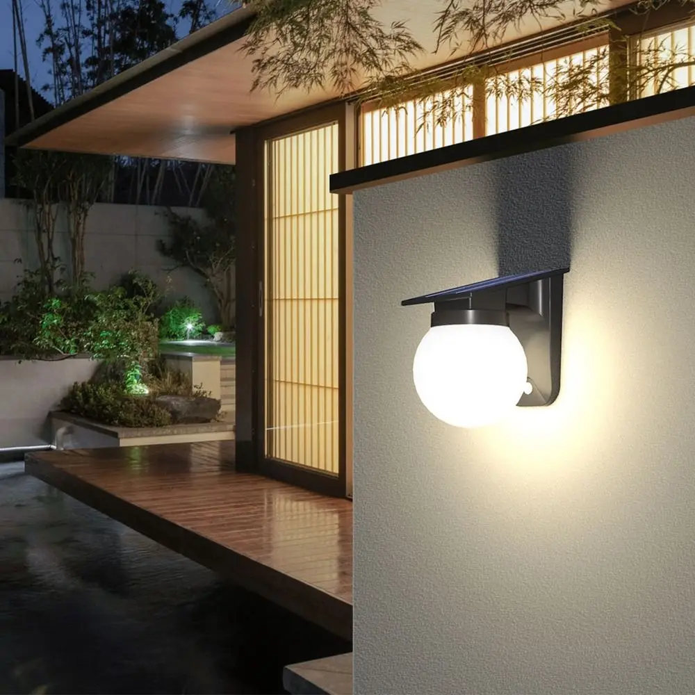 Auto on/Off Solar Wall Light Wall Mounted Sturdy Outdoor Solar Wall Lamp Decorative Sphere RGB Color Changing Solar Fence Lights