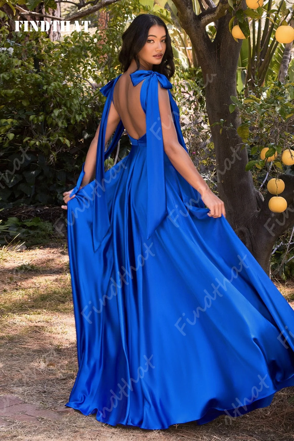 Vestido de dama de honra de cetim para mulheres, alças com cordões sem costas, vestidos de noite, vestido de casamento elegante, 2024