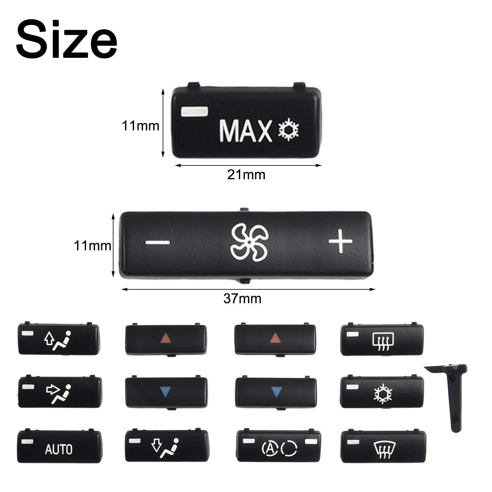 

Brand New Switch Buttons Car Climate A C Control Panel Control Cover Car Accessories Replacement 14pieces Black