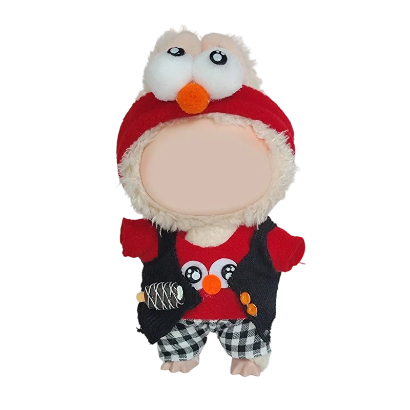 17 cm labubu vestiti vestito vestiti per bambole di peluche tubo dolce bocca grande cinturino per pesci pantaloni Macaron abbigliamento carino regalo per bambini fai da te