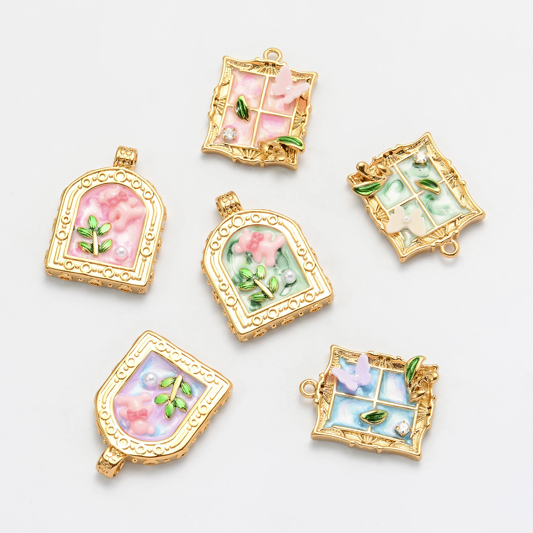 8Pcs Wholesale Vintage Flower Rose Enamel DIY Charms for Earring Necklace Jewelry Making Handmade Pendant