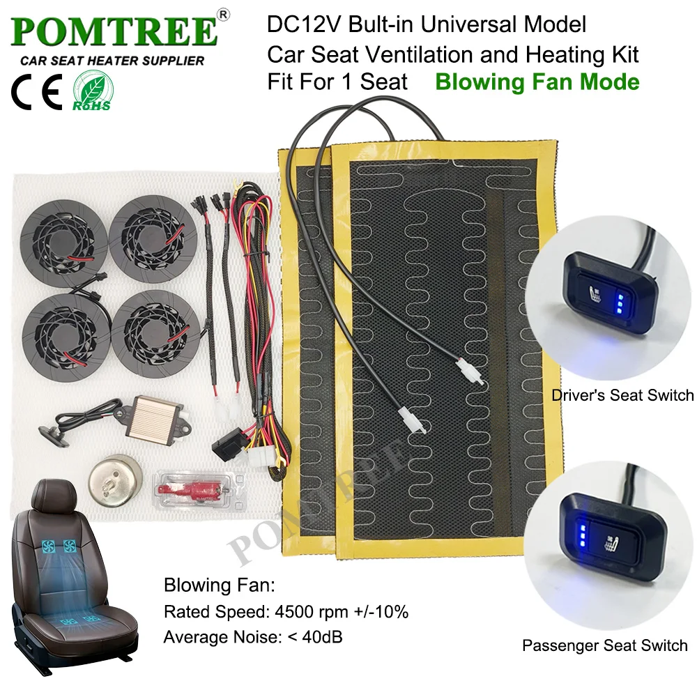 

DC 12V Universal Car Seat Heating Seat Ventilation and Heating Kit Fit 1 Seat,3-level Switch And Blowing Fans For All Seasons