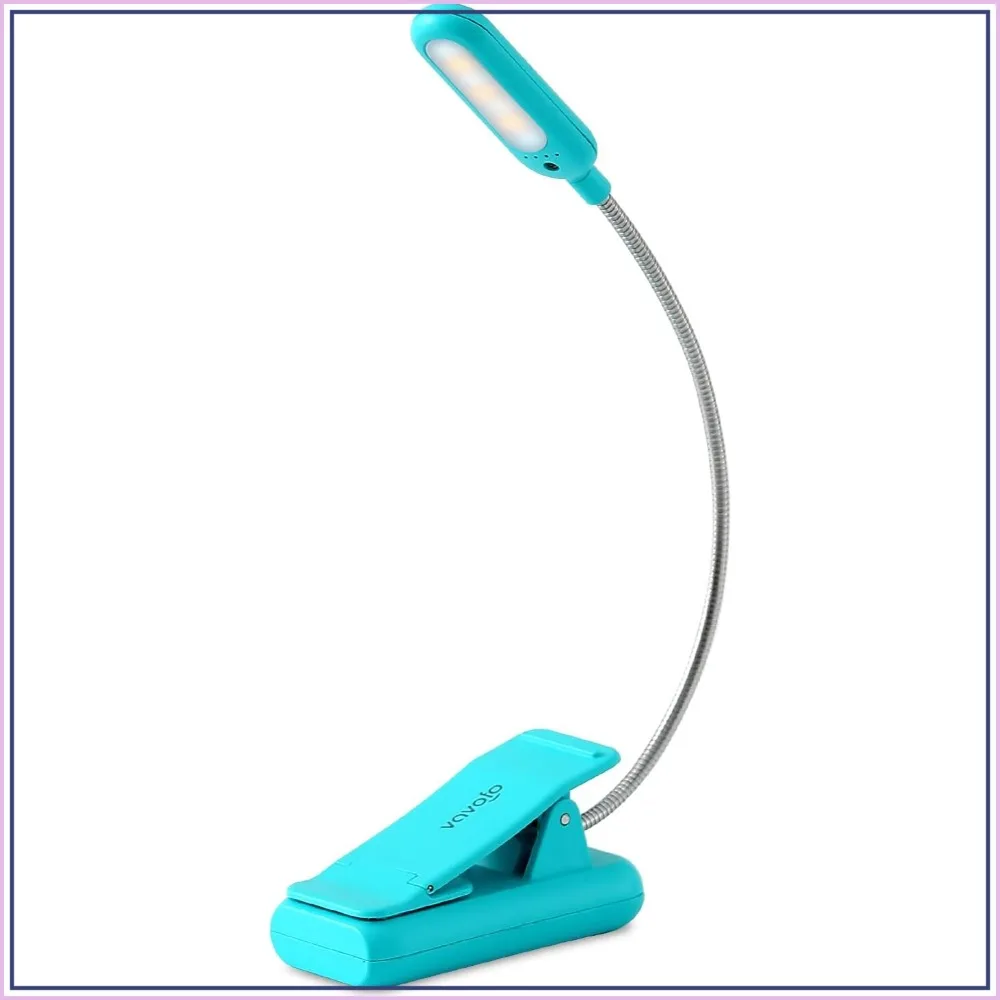 Clip On Book Light for Kids, 7 LED Reading Light with 9-Level Warm Cool White Daylight, Eye Care Lamp with Power Indicator