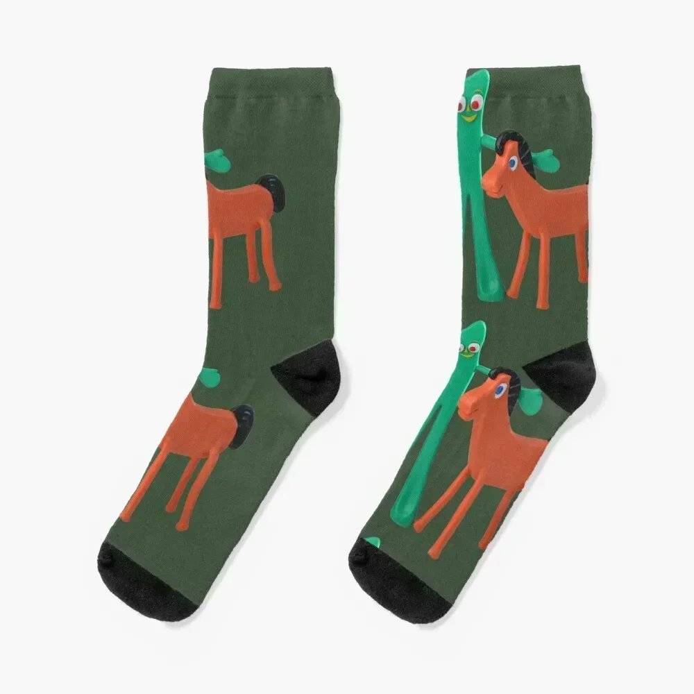 

Gumby and Pokey cartoon art Socks men cotton high quality winter thermal sheer custom Girl'S Socks Men's