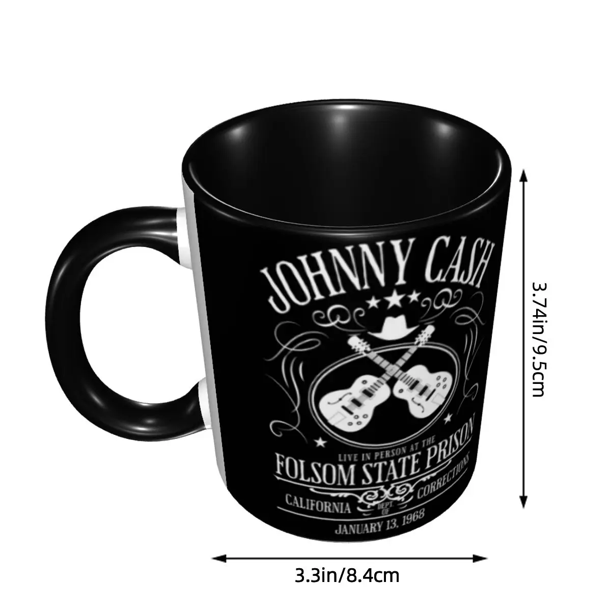 Johnny Cash Live At Folsom State Prison Jan 13 1968 Mug Funny Ceramic Coffee Cups Tea Mugs Milk Cup Drinkware Gifts for Friends