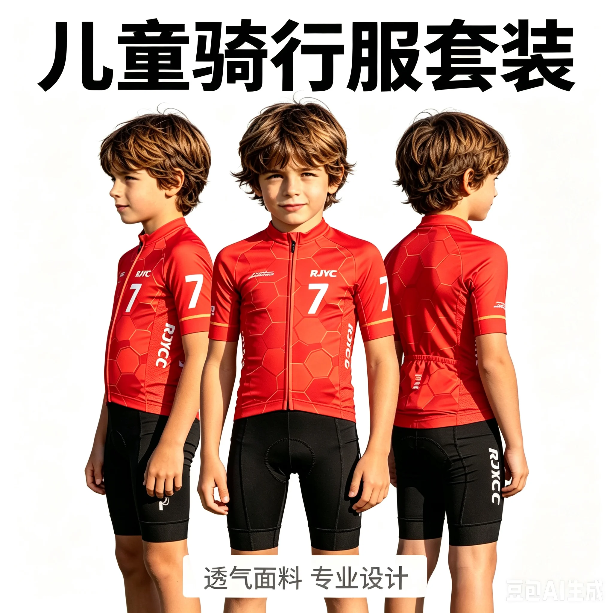 

Rjyc Kidsren's Short-Sleeved Cycling Clothing Set for Boys and Girls, Balance Bike, Bicycle, Quick-Drying, Breathable, Football Size 7, Summer Roller Skating and Skateboarding Sportswear