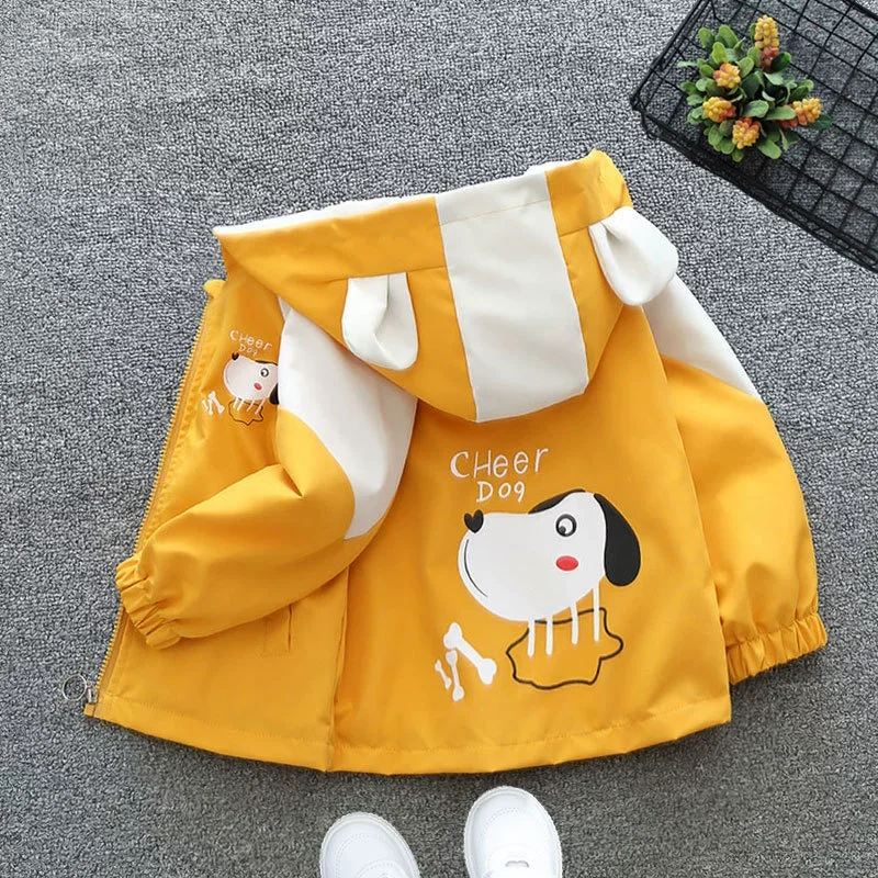 1 2 3 4 5 6 Jahre Baby Jungen Jacke Cheer Dog Mode Windjacke Oberbekleidung Kapuze Reißverschluss Jungen Mantel Geburtstagsgeschenke Kinderkleidung