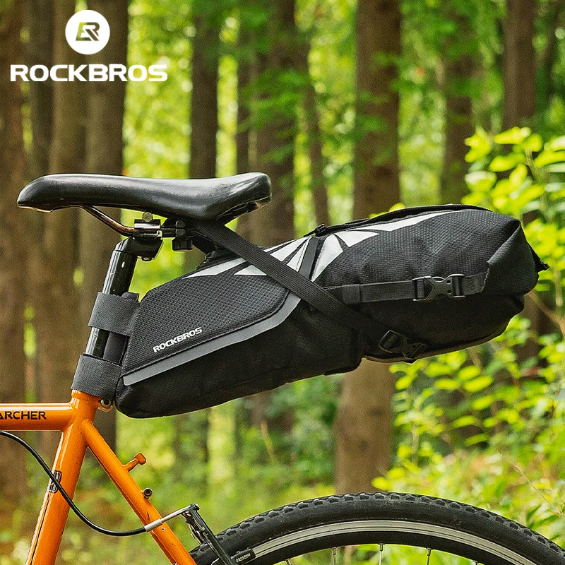 ROCKBROS Bicycle Bag Waterproof Reflective 8L Large Capacity Saddle Bag Bike Foldable Tail Bag MTB Road Trunk Cycling Bag