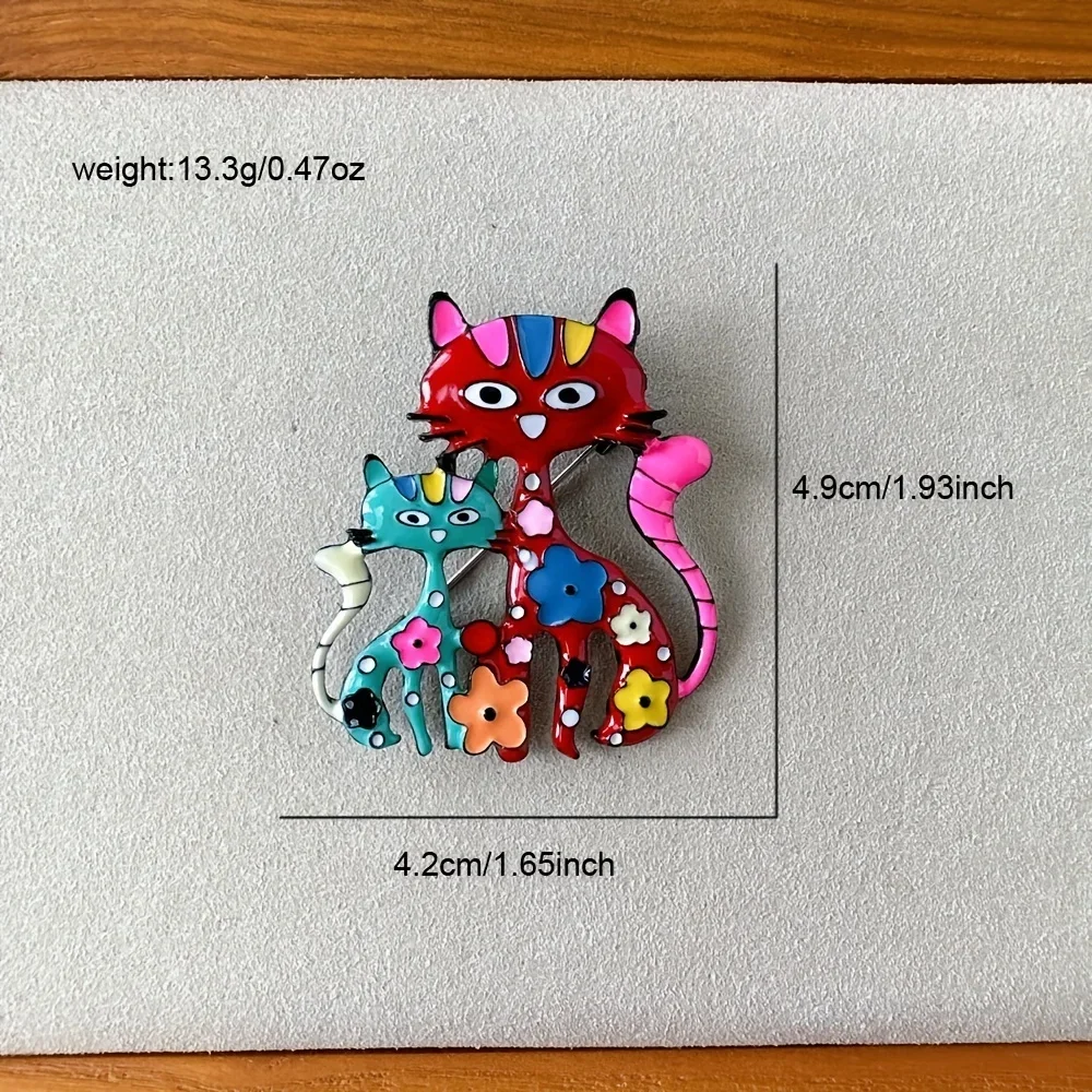 1pc Dropping Oil Lovely Cat Shaped Brooch Vintage Style Animal Theme Alloy Brooch For Women Girls Daily Wear image 6