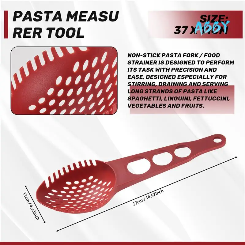 

ABBY-Nylon Spaghetti Server Non-Stick Pasta Fork Slotted Spoon Food Strainer With Spaghetti Measure Tool Strainer Ladle