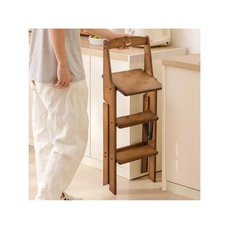 Foldable Multifunctional Ladder Stool Home Climbing Ladder Stool Dual-purpose Kitchen Climbing Stool Thickened Chair with Back