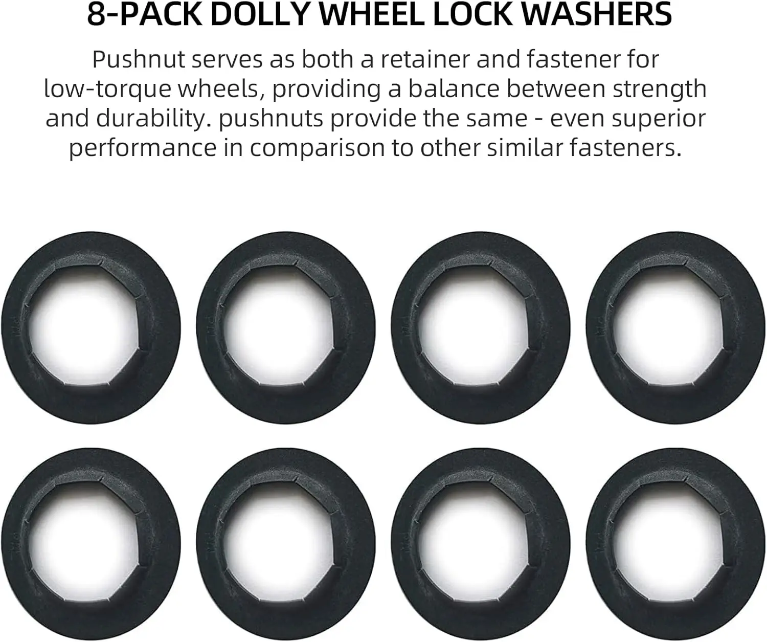 (8 Pack) Hard-to-Find Spring Steel Push-On Pushnuts - Dolly Wheel Lock Washers Fits 5/8
