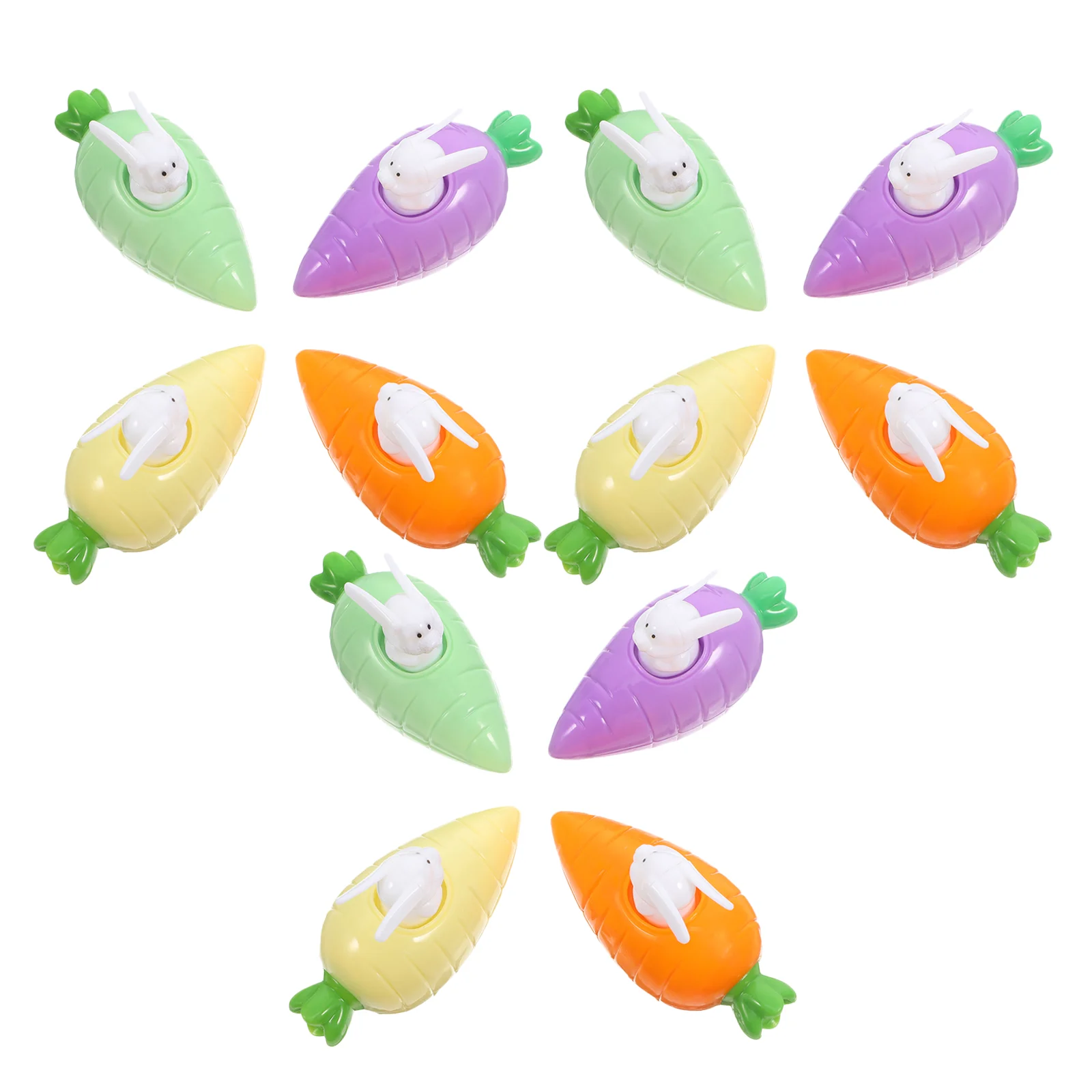 12-delig trek auto speelgoed baby cartoon push plastic traagheid kleine voertuigen kind Pasen thema wortel speelgoed compact licht