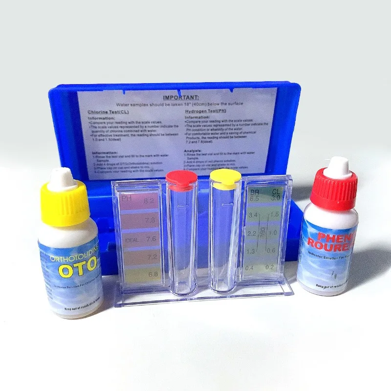 

Swimming pool water quality test reagent, water test agent, PH and OTO residual chlorine value test kit