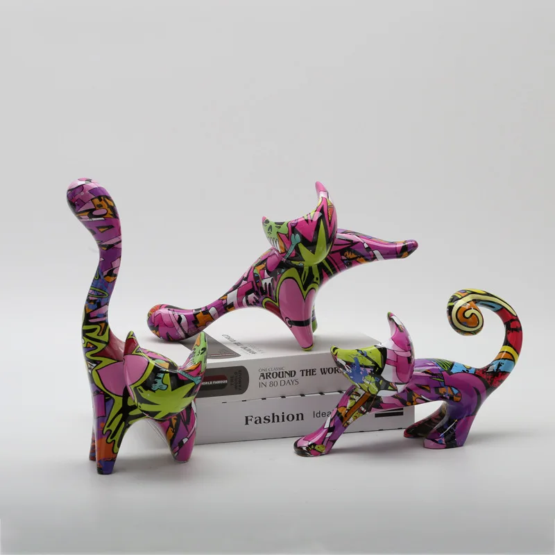 Water transfer kitten resin home handicraft ornament living room desktop office decoration gift