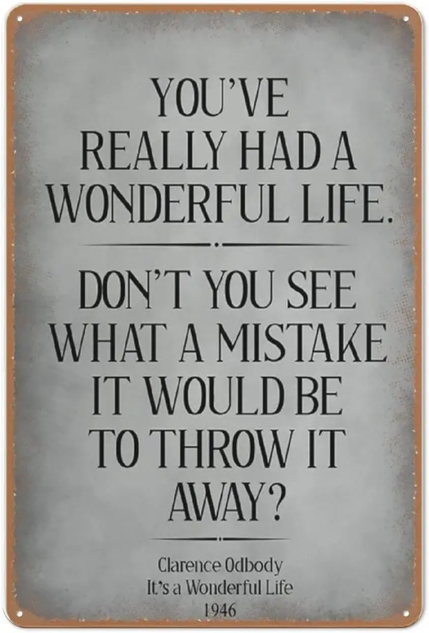 Allijune It's a Wonderful Life Quote tin Sign,You've Really had a Wonderful Life Classic Movie Wall Art Decor,Retro sign