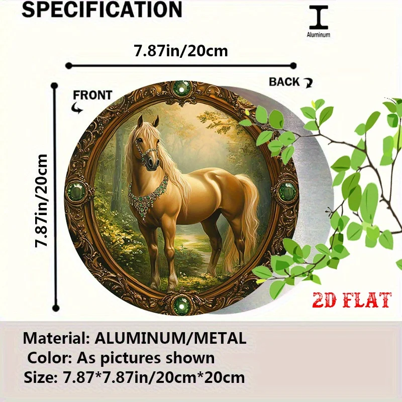 Classic Tin Wall Art Palomino Horse Emerald Necklace Elegant Home Decor Indoor Outdoor Living Room Serene Beachside Retreat