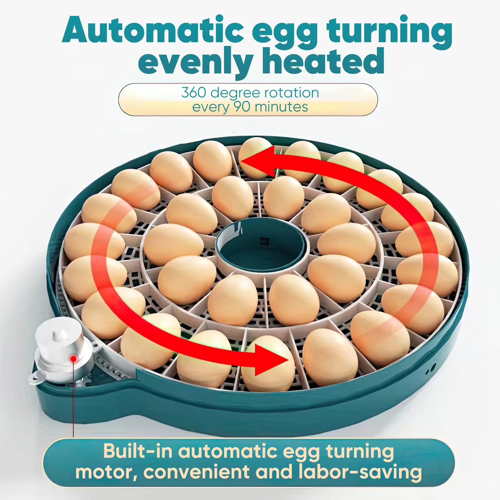 Egg Incubator for Hatching with Automatic Egg Turning Led Egg Test Lamp Clear Lid 15 Eggs Poultry Hatcher Farm Hatcher Tools