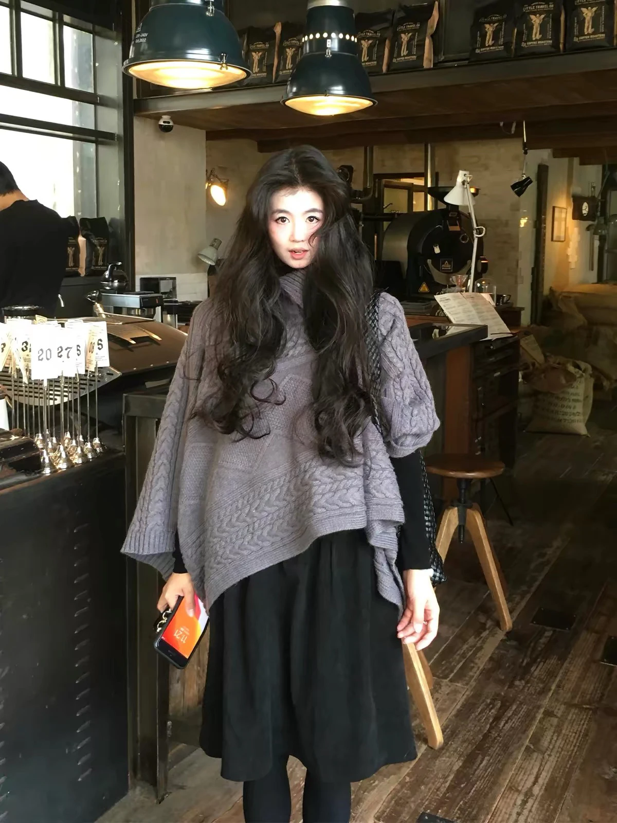 

Loose Fit Knitted ey Cable Knit Coat Sweater Women's Medium Length Open Front Warm Winter Faion Casual Outerwear