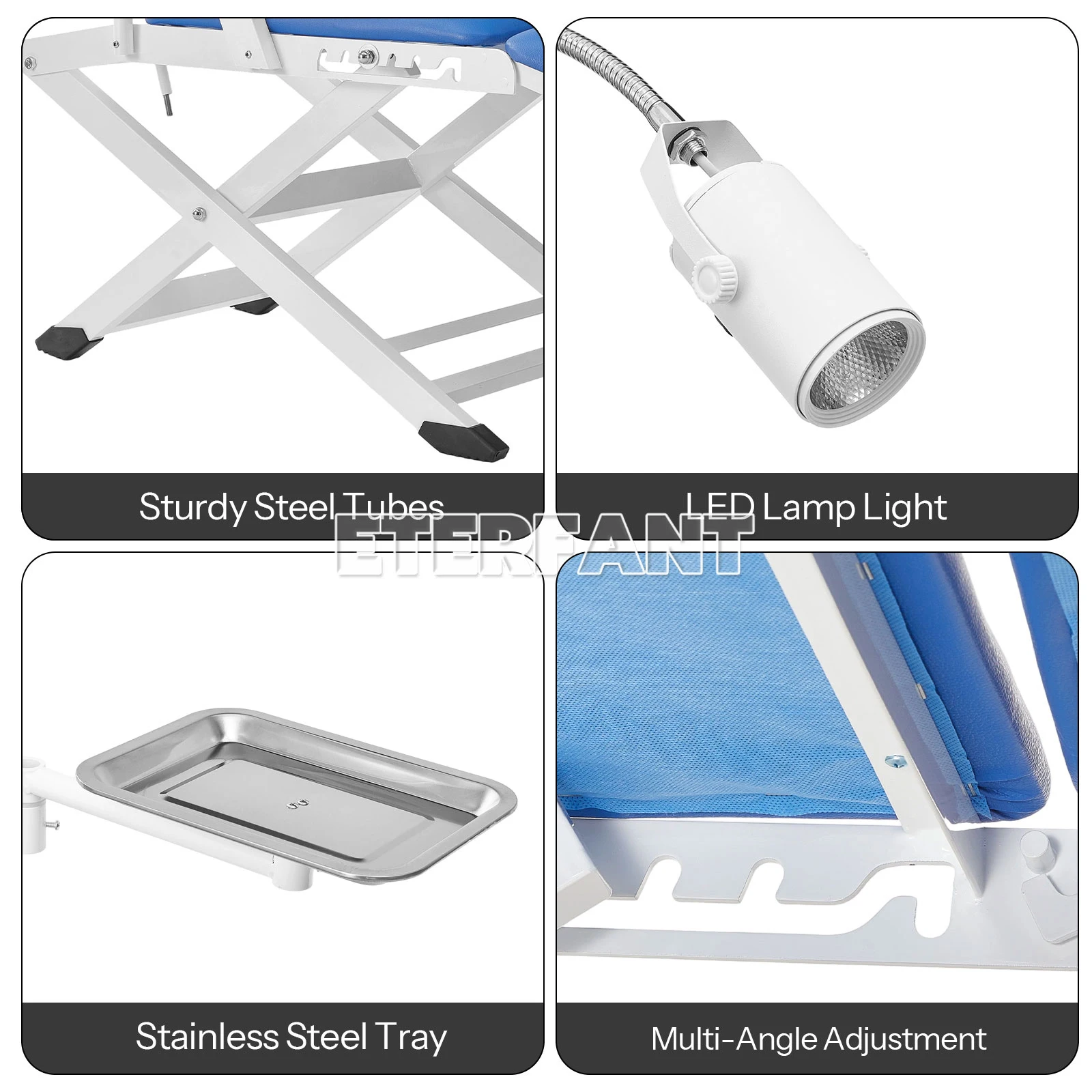 Dental Portable Chair Mobile Exam Folding Silla+LED Light Lamp+Tray/Delivery Unit System Cart Treatment Work Compressor 4H US