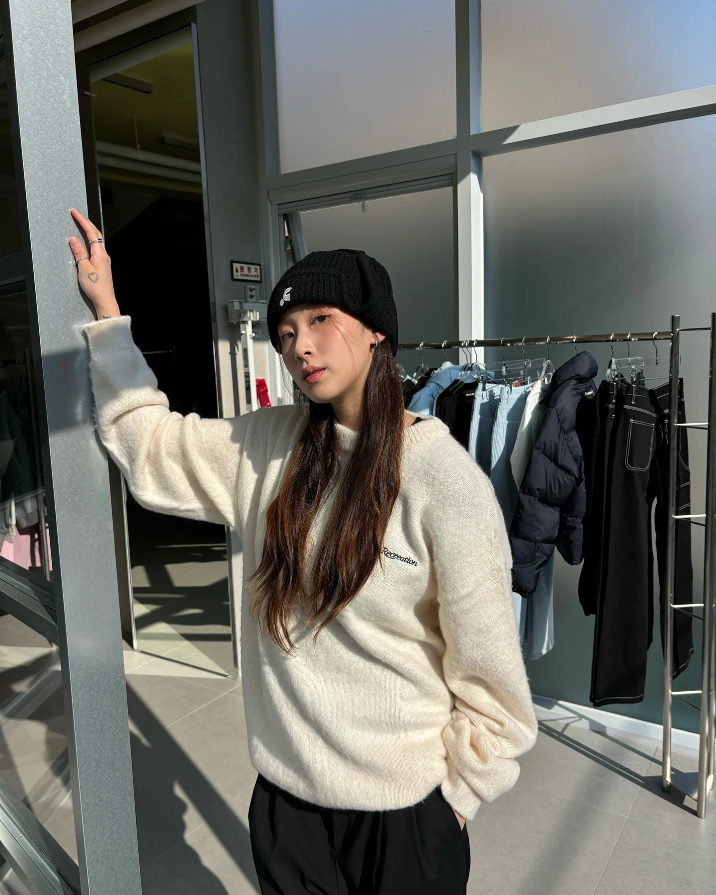 Street Sle-suéter de punto redondo Ne Long Sve para mujer, Top peludo con Bordado de letras, Top informal cómodo