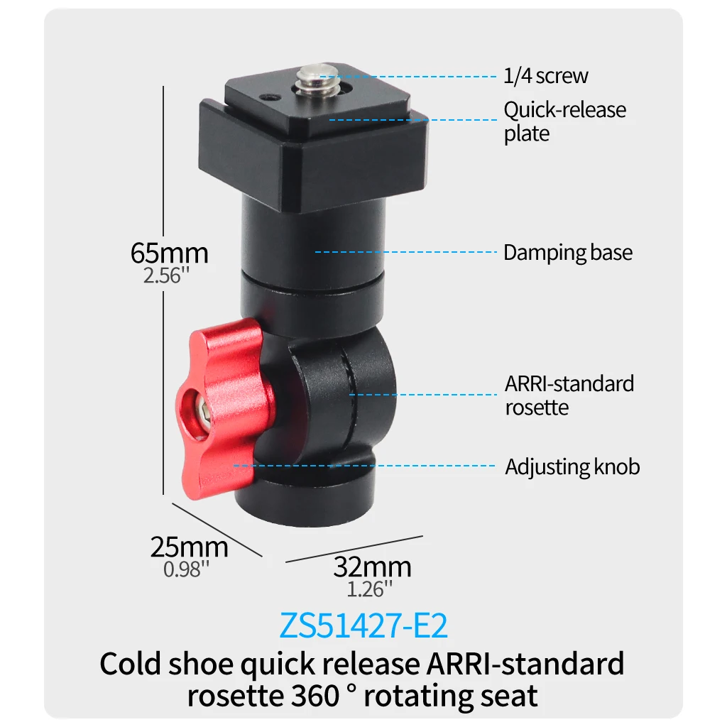 360° Schwenkbarer Schnellverschluss-Stativ-Kugelkopfadapter ARRI-Ausrüstung Magnetische Halterung für GoPro13 Insta360 DJI Action Pocket 4 Kamerahalterung – Detail 19