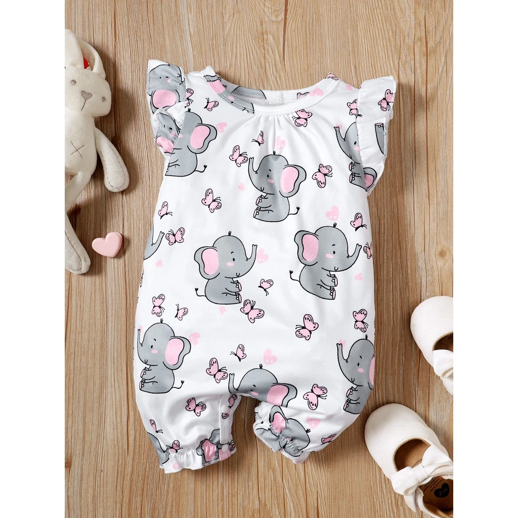 3-24 Months Baby Girl Romper Cute Little Elephant Sleeveless Bodysuit Infant Girl Summer Jumpsuit Toddler Girl Casual Outfit