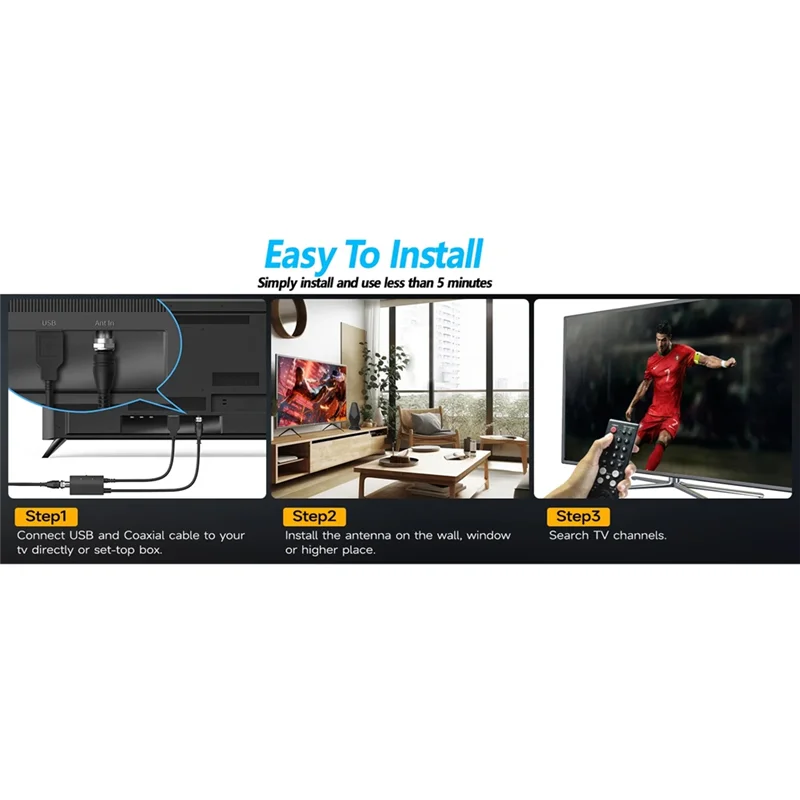 HD Indoor TV Antenna For Smart TV 600+ Miles Long Range Amplifier Signal Booster Local Channels For All Tvs