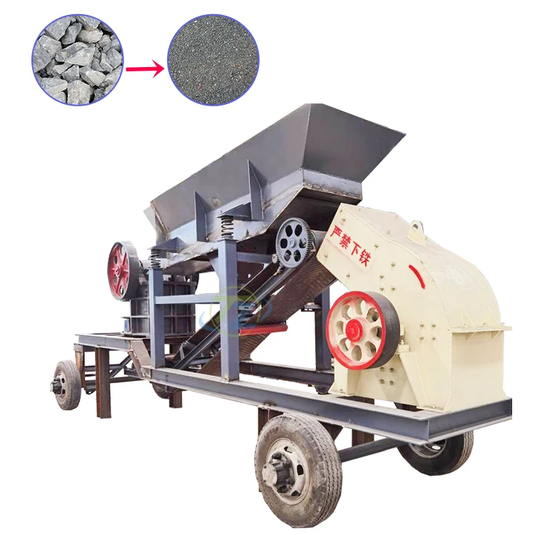 Small micro rock crusher Hard crushing Mobile crushing quarry Rough stone saving High efficiency hammer crusher