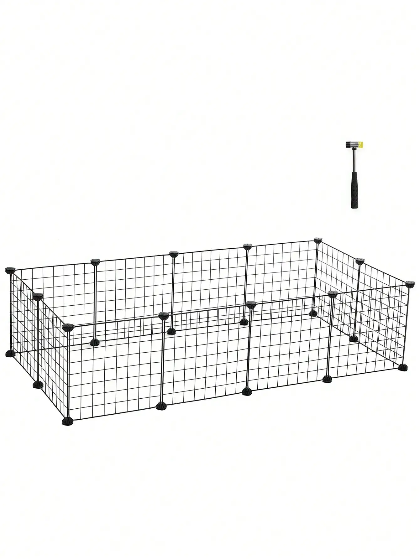 Enclos modulable Cage intérieur Maillet en Caoutchouc Offert Cochon d’Inde Lapin 143 x 73 x 36 cm (L x l x H), Noir