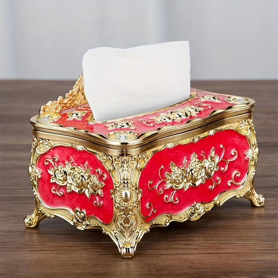 European Style Tissue Box, High-end Hotel Restaurant Napkin Extraction Box, Living Room Desktop Paper Extraction Storage Box