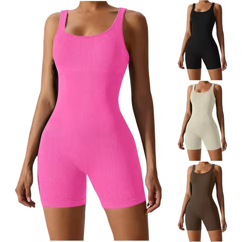 Women's Short Tracksuit Yoga Set One-Piece Sportswear Women's Gym Workout Clothes Fitness Stretch Bodysuit Yoga Suit